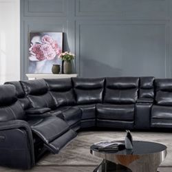 New Dark Navy Power Recliner Sectional Couch ! Free Delivery 🚚 ! Financing Available  ! 
