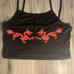 Chinese Dragon Spaghetti Strap Crop Top