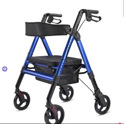  Rollator Walker with Seat Backrest 8" Casters 450lbs Capacity