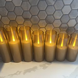 7 Flameless Candles Gold 