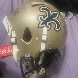 Full Size Autographed Drew Brees Helmet/ Alvin Kamara