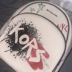 Michael Kors Vanilla Abbey with Graffiti Logo Canvas Backpack