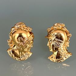 💎 Magnificent Vintage 14 Karat Yellow Gold Roman Head Cufflinks