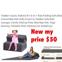New kids fold out couch bed gray $50 cash only pick up in East Palmdale off 47th