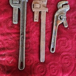 Vintage Pipe Wrenches Lot - RIDGID 10" Offset + 14" Stillson + 18" Heavy Duty As-Is

