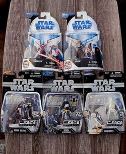 5 NEW ON CARD STAR WARS CLONE WARS ACTION FIGURES: ASAJJ VENTRESS, GENERAL GRIEVOUS, SNOWTROOPER, PLEASE SEE DESCRIPTIONS 