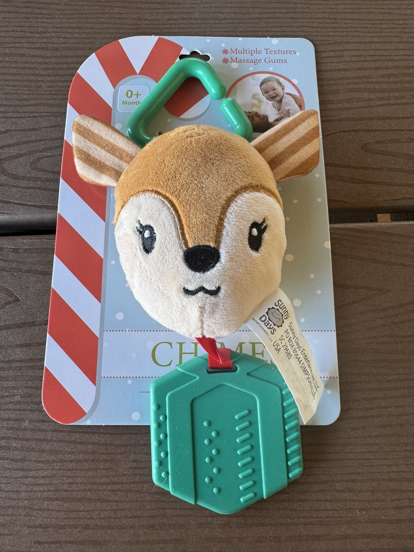 New One (1)  Sunny Days Reindeer Chime Teeter Baby Christmas Holiday Toy