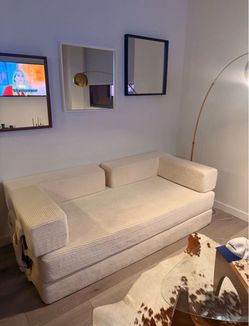 Cream Corduroy Sofa / Daybed -