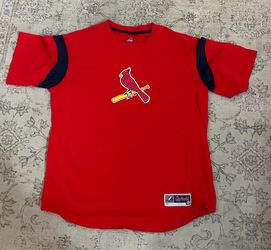 St Louis Cardinals Majestic MLB Cardinal on Bat Logo T Shirt - Men's L - Red
