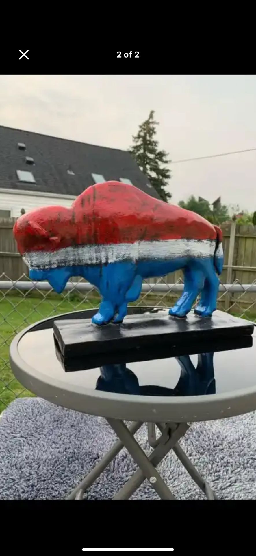 Red, White And Blue Buffalo Statue