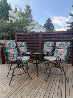 5-Piece Bar Height Patio Set | 4 Swivel Chairs