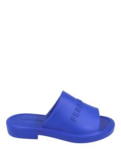 New FERRAGAMO Giuneva Logo Embossed Slides Men