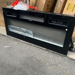 31.5 Inch Electric Fireplace Insert – Black Wall Heater with Remote and Color Flames