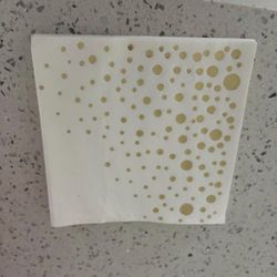 Cocktail Napkins White and Gold