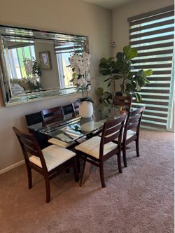 Glass Dining Table with 6 chairs