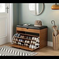 New In Box Shoe Storage Rack Bench With Cushion 