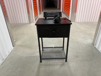 Single Black Nightstand With Charging Station & Drawer