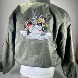 Vintage 1998 Warner Bros Looney Tunes Bugs Bunny WB Bomber Jacket Men's Medium