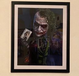 The Joker From The Dark Night Film Art Piece With Black Frame