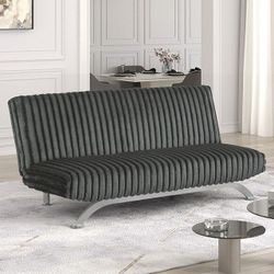 Brand new charcoal/black/brown jumbo courdoroy sofa futon (71"W X 33.5"D X 31"H)
