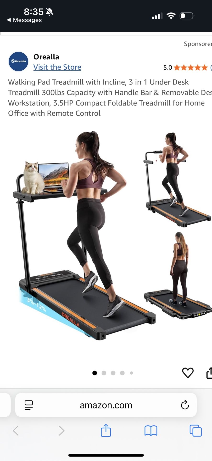 Orealla Walking Pad Treadmill with Incline