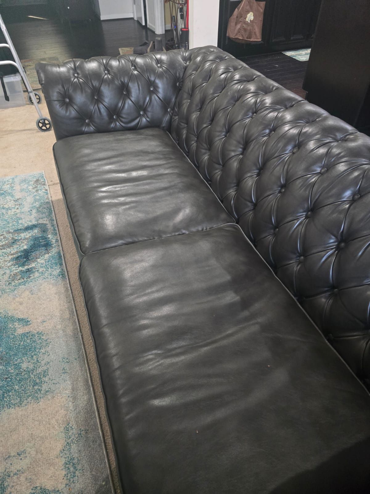 Chesterfield Faux Leather Couch