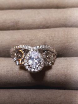 St.Silver "Crown Shaped"Ring W/Stones Sz 7.5