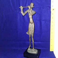 BRONZE FLUTIST STATUE