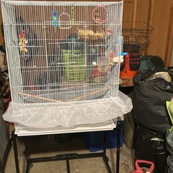Slightly used Bird Cage With Stand, White, Large