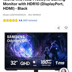 Samsung monitor 32" flat screen