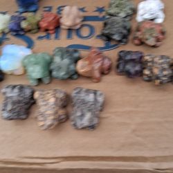 Gemstone Carved Frogs