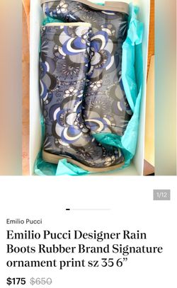PUCCI NEW IN BOX RAIN BOOTS SZ 35/6