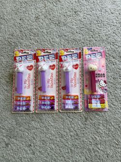 PEZ Dispenser Lot – 3 Valentine White Bears + Hello Kitty Unicorn (New/Sealed)