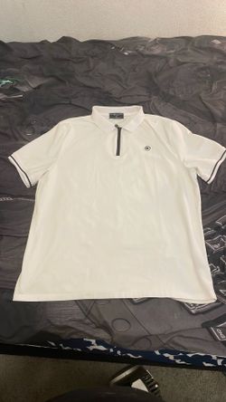 Roberto Vino Milano Mens White Solid 1/4 Zip Collared Polo Shirt 3XL