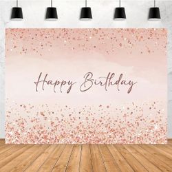 Aperturee 7x5ft Pink Happy Birthday Backdrop Pink Glitter Sprinkle Dots Shiny Di