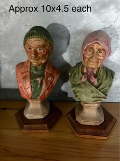 Vintage Old Salty Sea Dog & Sea Hag statue set
