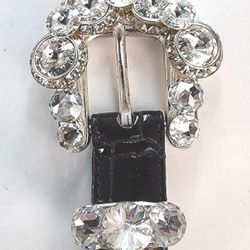 Vintage Silver and Diamond Accent Leather Belt