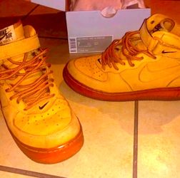 Nike Air Force1 High Tan Camel Shoes Sneakers Sports Mens 7 Sports Wild Leather