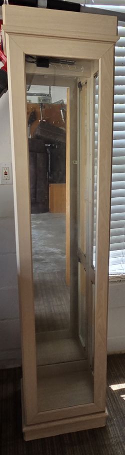 Tall Glass Curio Display Cabinet – 4 Glass Shelves & Light