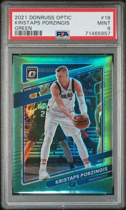 2021 PANINI DONRUSS OPTIC #18 KRISTAPS PORZINGIS GREEN PSA 9