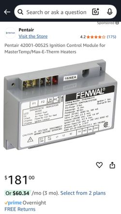 Pentair 42001-0052S Electrical Systems Igniter Control Module
