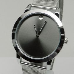 40mm Museum Style Silver Sunburst Dial Quartz Watch Men's Women's Unisex