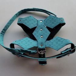  Leather Dog harness heavy duty Custom Designer LV Design 