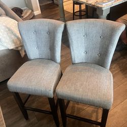 2 For 1 PRICE……WAYFAIR TUFTED STYLISH  GRAY COUNTER HEIGHT BAR STOOLS 