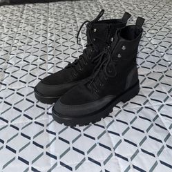 Lucky Brand black leather combat boots women’s size 10