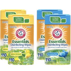 Arm & Hammer Volcano Essentials Disinfecting Wipes, Lemon Orchard Scent, 6 Pack, 80 Count, 480 Wipes