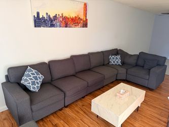 FREE. FREE. Large Gray Fabric Sectional Sofa