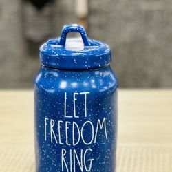 rae dunn let freedom ring canister