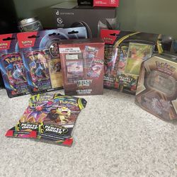 New Pokemon TCG Card Lot - Sealed Booster Packs, Blisters, Tin, Graded Card Box