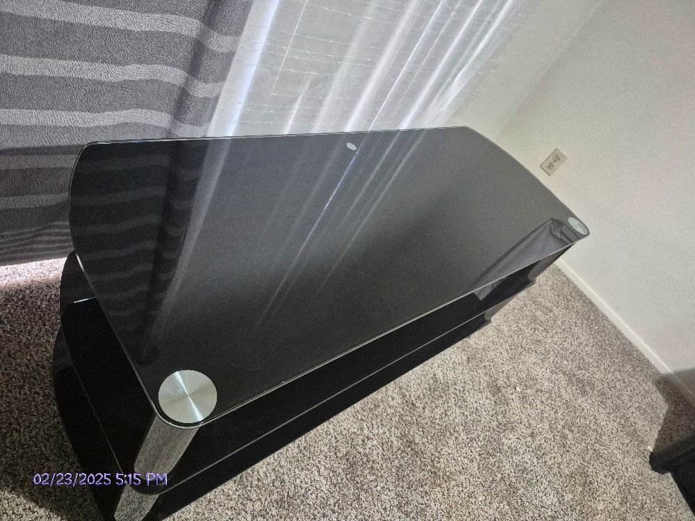 Black Glass TV Stand Fits up to 50 inch TVs Modern & Sturdy...